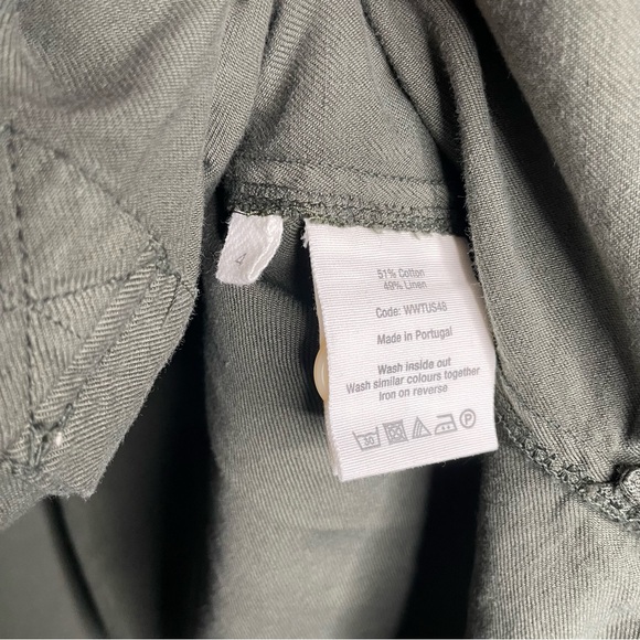 TOAST UK Elena Tunic Shirt Cotton Linen 4 Dusted Khaki Olive Green Lagenlook - Picture 8 of 10